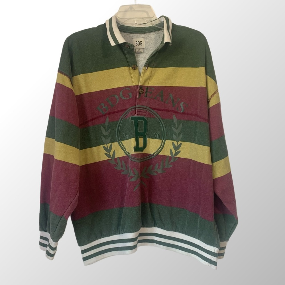 Vintage‎ BDG Jeans Rugby Sweater Striped Collared Size Small Y2K Oversized